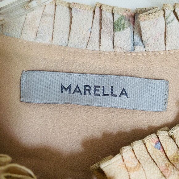 Marella Midi Floral Dress 10 Multicolor Pleated Long Sleeve Romantic Dreamy - Picture 5 of 11